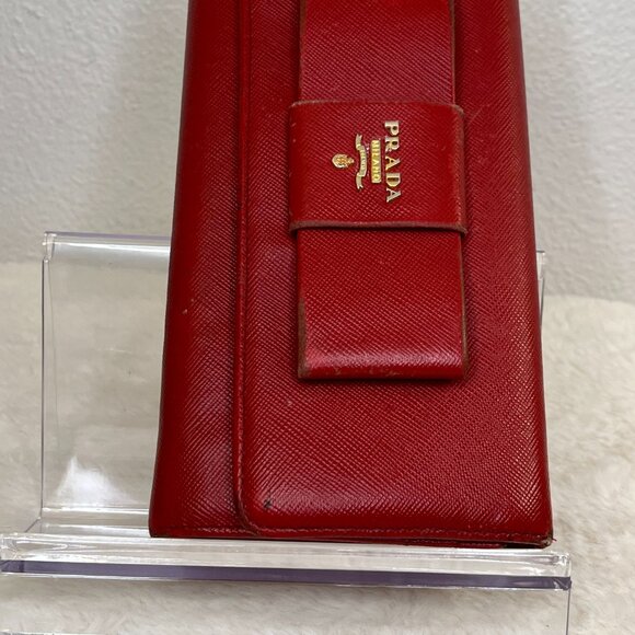 Pre-Loved Prada Red Saffiano Fiocco Bow Long Bifold Wallet - Picture 4 of 16
